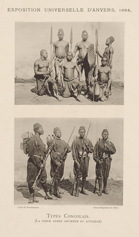 Congolese Types (La Force Armee Ancienne et Actuelle, Exposition Universelle D'Anvers, 1894, Hippolyte Wouwermans, c. 1894 Canvas Print