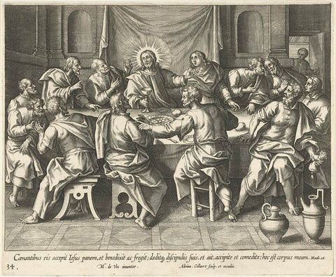 Last Supper, Adriaen Collaert, 1598 - 1618 Canvas Print