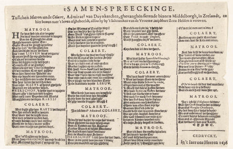 Text sheet accompanying the cartoon on Jacques Colaert, hijacker commander of Dunkirk, 1636, anonymous, 1636 Canvas Print