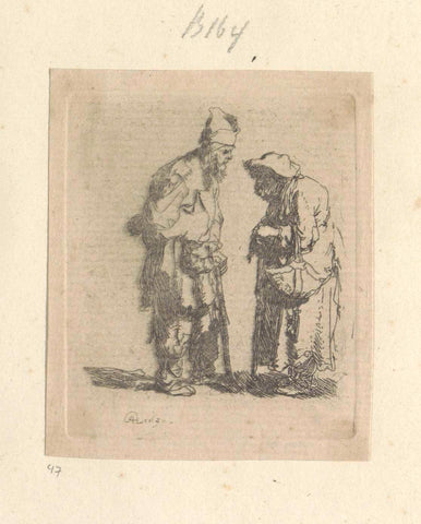 Beggar and beggar in conversation, Rembrandt van Rijn, 1807 - 1808 Canvas Print