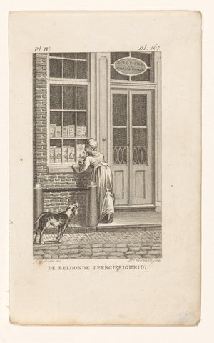 Vrouw bekijkt de shop window van een boekhandelaar, Daniël Veelwaard (I), 1821 Canvas Print