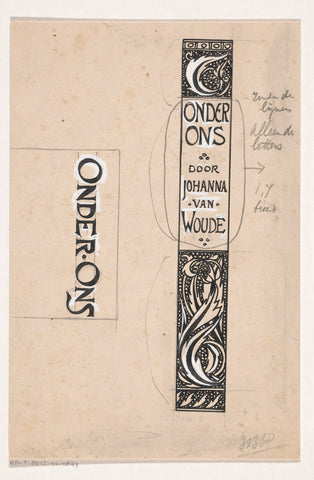 Design for a book back for: Johanna van Woude, Onder ons, 1898, Willem Wenckebach, in or before 1898 Canvas Print