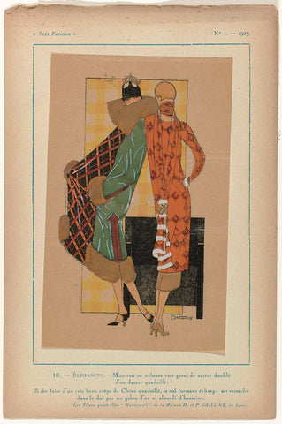 Très Parisien, 1925, No. 1, Pl. 10.-ELÉGANCES., Bertaux, 1925 Canvas Print