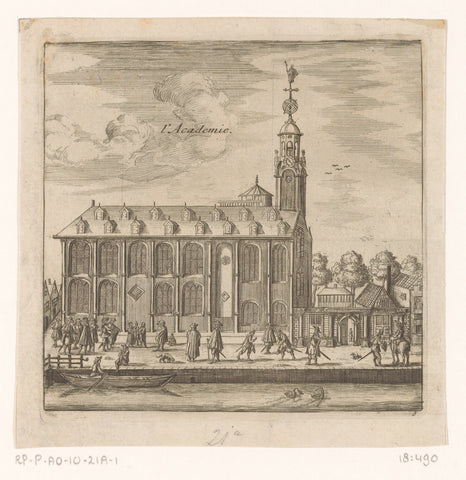 View of the Academy Building in Leiden, anonymous, 1712 Canvas Print