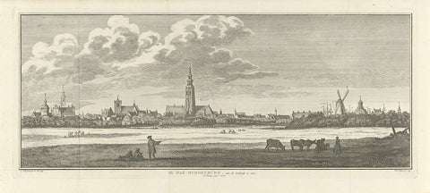 View of Middelburg, as seen from the southeast, 1744, Jan Caspar Philips, 1751 - 1760 Canvas Print