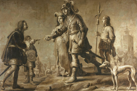 Boudewijn van Heusden (?-870) and his Wife Sophia Receiving Homage from the Legate of King Edmund, c. 1626, Adriaen Pietersz. van de Venne (manner of), c. 1626 Canvas Print