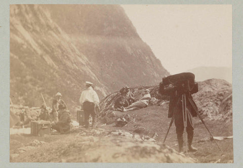 Group of men rests in the Norwegian landscape, Paul Güssfeldt (attributed to), 1889 Canvas Print