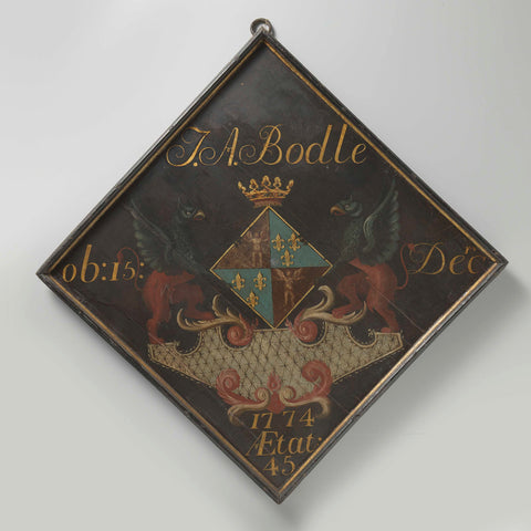 Funerary plate of Theodora Antoinette Bodle (1729-74), anonymous, after 1774 Canvas Print