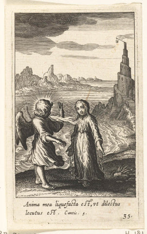 Child melts under the hot breath of angel, Boetius Adamsz. Bolswert, 1624 Canvas Print