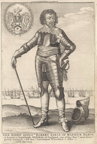 Portrait of Robert Rich, Earl of Warwick, Wenceslaus Hollar, 1646-1667 Canvas Print