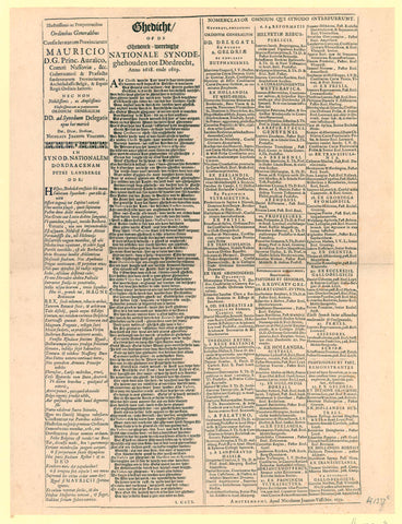 Text sheet accompanying the print 'Synodi Dordracenae delineatio.', Claes Jansz. Visscher (II), 1639 Canvas Print