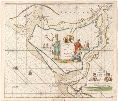 Pass map of the Northern Dvina, Jan Luyken, 1681 - 1799 Canvas Print