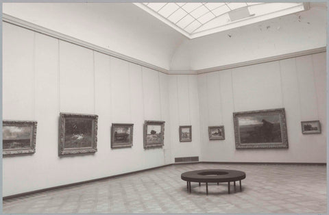 Room with eight paintings and a round sofa in the middle, 1990 Canvas Print