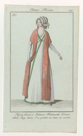 Journal des Dames et des Modes, Costume Parisien, August 1797, (4) : Toquet froncé à Coulisses (...), anonymous, 1797 Canvas Print