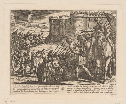 Roman prisoners led along the fortress, 69-70, Antonio Tempesta, 1612 Canvas Print