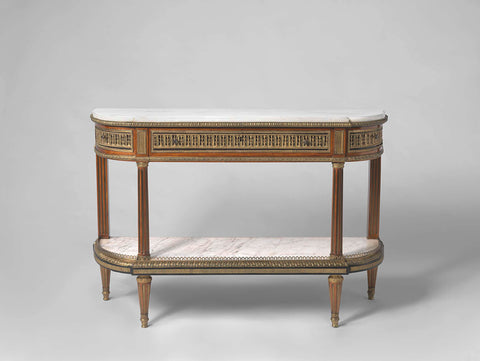 Serving table with top of white marble and back wall with mirror, Claude-Charles Saunier, c. 1780 - c. 1790 Canvas Print