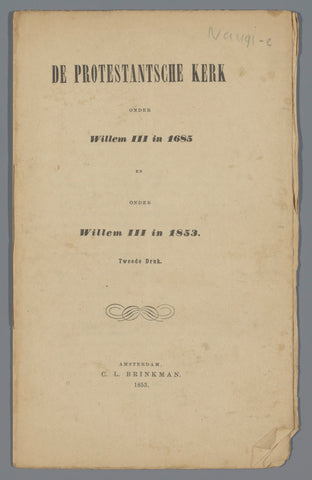 The Protestant Church under William III in 1685 and under William III in 1853, C.L. Brinkman, 1853 Canvas Print