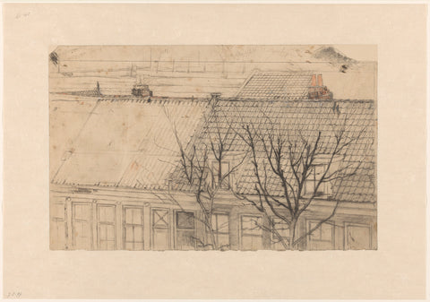 View on the roofs of the Vondelkade (Overtoom), over the Constantijn Huygensstraat, to see the Pesthuis, Cornelis Gerardus 't Hooft (1791-1871), 1801 - 1871 Canvas Print