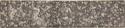 Frisian with squatted satyr between two tritons, Monogrammist CG (Germany), 1534 Canvas Print