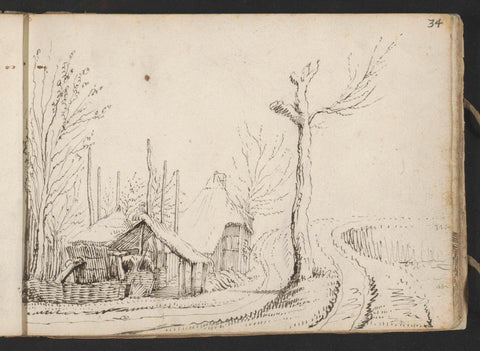 Farmhouse with barn on a country road, Gerard ter Borch (II), c. 1631 - c. 1633 Canvas Print