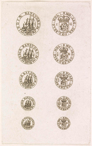 Coins for batavian India, 1802, anonymous, 1802 - 1803 Canvas Print