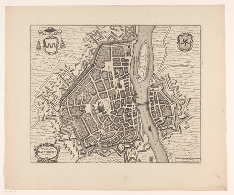 Map of Maastricht, anonymous, c. 1700 - c. 1710 Canvas Print