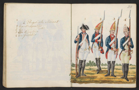 Uniforms of Prussian soldiers, S.G. Casten, 1795 - 1796 Canvas Print