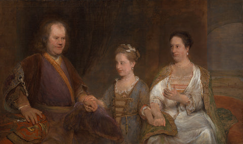 Hermanus Boerhaave (1668-1738), Professor of Medicine at the University of Leiden, with his Wife Maria Drolenvaux (1686-1746) and their Daughter Johanna Maria (1712-91), Aert de Gelder, 1720 - 1725 Canvas Print