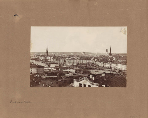 Panoramafoto van gebouwen, kerken en de haven van Stockholm, anonymous, 1850 - 1876 Canvas Print