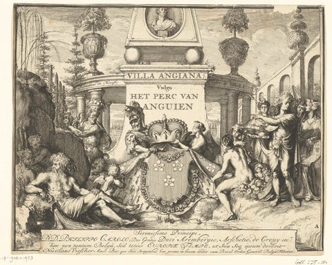 Title print for print series 'Het park van Enghien (Edingen)', Romeyn de Hooghe, 1685 Canvas Print