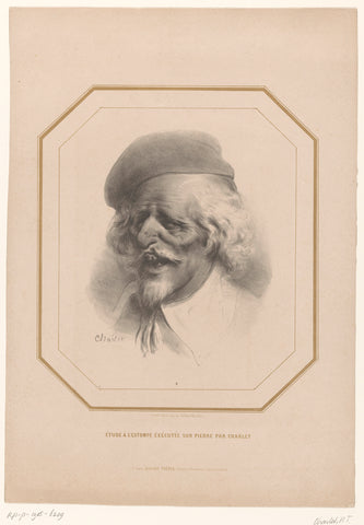 Study of the head of an old man, Nicolas Toussaint Charlet, 1845 Canvas Print