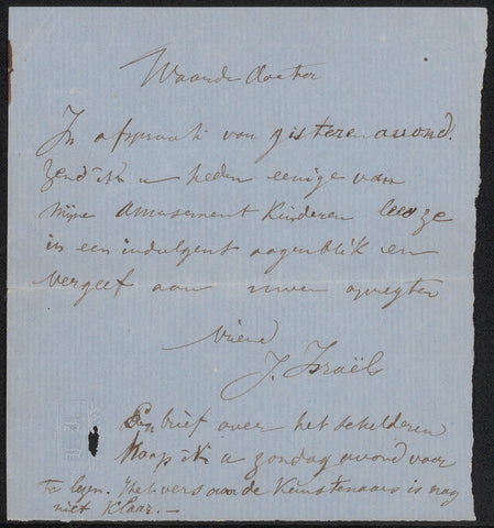 Letter to Gerardus Arnoldus Nicolaus Allebé, Jozef Israëls, 1834 - 1892 Canvas Print