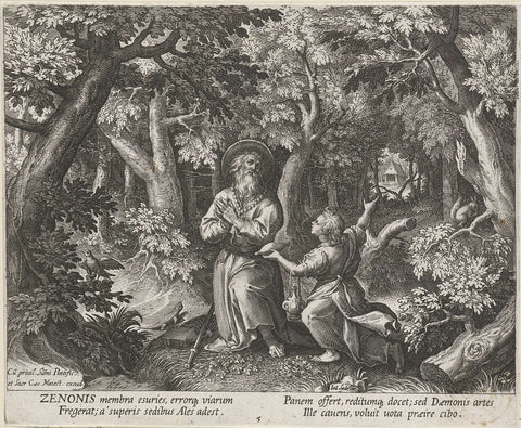 Saint Zeno of Antioch as hermit, Johann Sadeler (I), 1600 Canvas Print