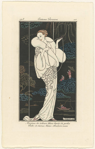 Journal des Dames et des Modes, Costumes Parisiens, 1913, No. 112 : Manteau de velours (...), George Barbier, 1913 Canvas Print