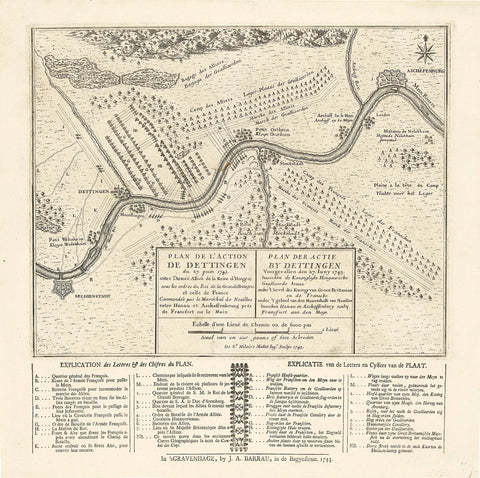 Plan of the Battle of Dettingen, 1743, P.A. de Saint Hilaire Mallet, 1743 Canvas Print