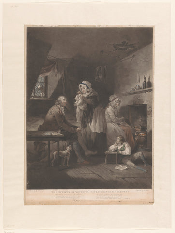 Poor Family by a Cooking Fire, William Ward, 1789 Canvas Print