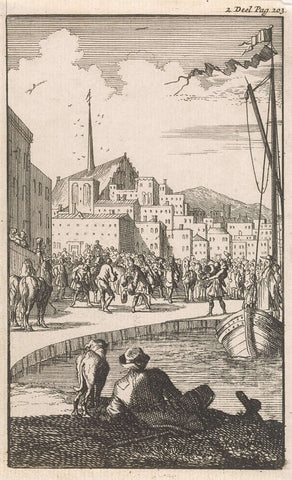 Don Clarazel is received by the Duke of Nevers, Caspar Luyken, 1697, upon leaving mussabelin's ship Canvas Print