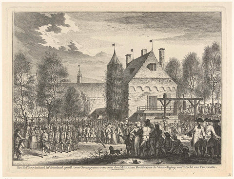 Transfer of two prisoners to the military court, 1753, Simon Fokke, 1753 - 1755 Canvas Print