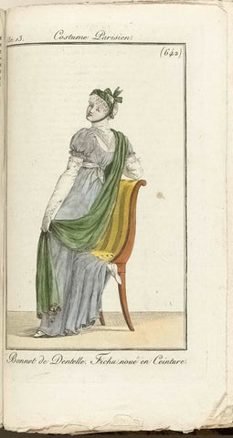 Journal des Dames et des Modes, Costume Parisien, 1805, An 13 (642) Bonnet de Dentelle..., Horace Vernet, 1805 Canvas Print