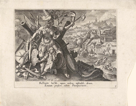 War produces poverty, Maerten de Vos, 1542 - 1604 Canvas Print