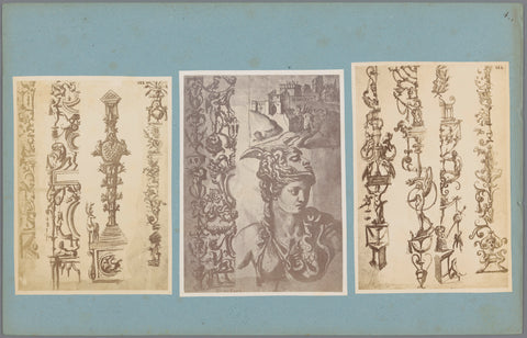 Three photo reproductions of ornamental drawings, anonymous, c. 1875 - c. 1900 Canvas Print