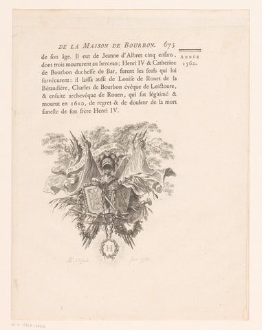 Coat of arms with proverb and helmet, Pierre Philippe Choffard, 1782 Canvas Print