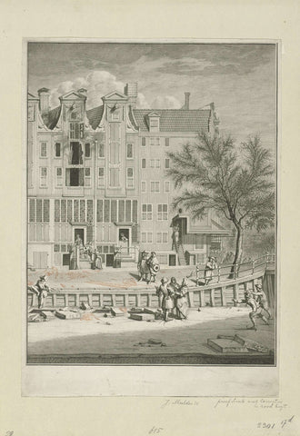 Burnt out house on the Leidsegracht, 1684, Joseph Mulder, in or before 1690 Canvas Print