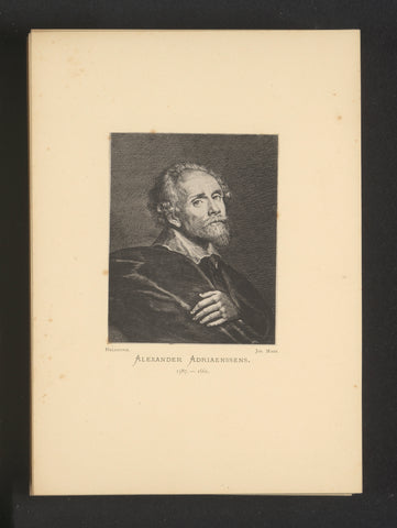 Reproduction of an engraving of a portrait of Alexander Adriaenssen by Antony van der Does, Joseph Maes, c. 1872 - in or before 1877 Canvas Print