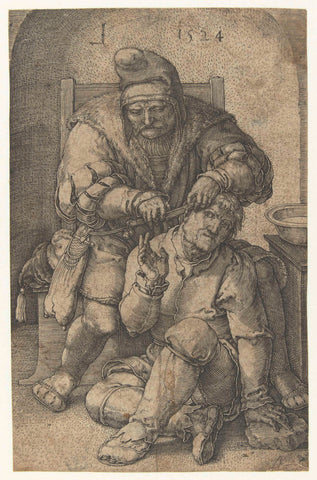 The surgeon, Lucas van Leyden, 1524 Canvas Print