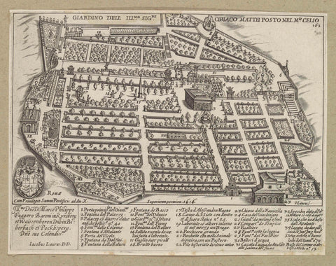 Gardens of the Villa Celimontana (Villa Mattei) on Monte Celio in Rome, Giacomo Lauro, in or after 1637 Canvas Print