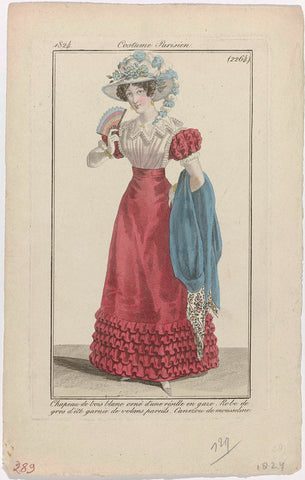 Journal des Dames et des Modes, Costume Parisien, 15 September 1824, (2264): Chapeau de bois blanc (...), anonymous, 1824 Canvas Print