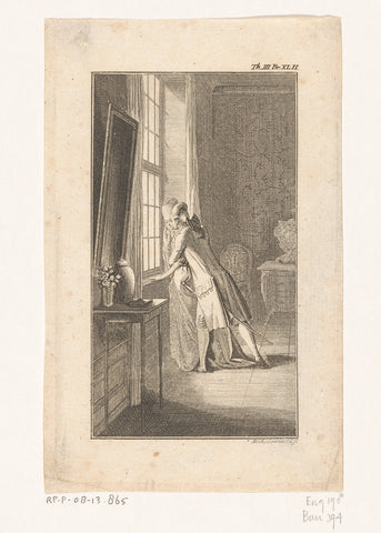 Carl Ferdiner tries to hug Elise in front of the window, Daniel Nikolaus Chodowiecki, 1777 Canvas Print