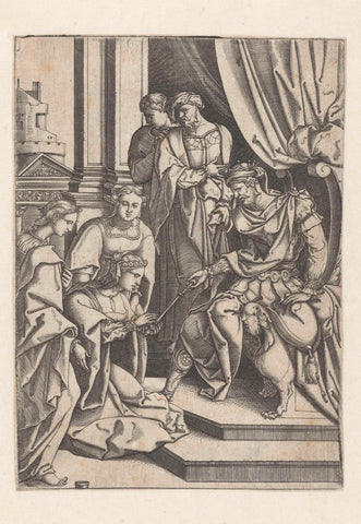 Esther for Ahasverus, Monogrammist RR, 1500 - 1520 Canvas Print