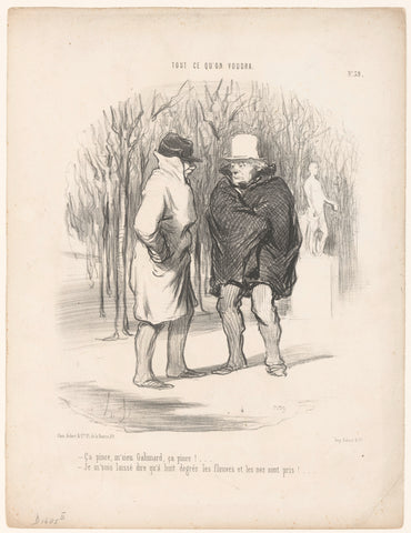 Two men talk about the cold, Honoré Daumier, 1848 Canvas Print